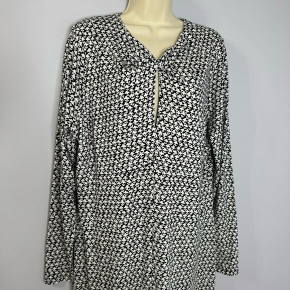 Boden Empire Knot Midi Jersey Dress Strech Black Lily Sprig Long Sleeve 16-18R - Picture 6 of 12